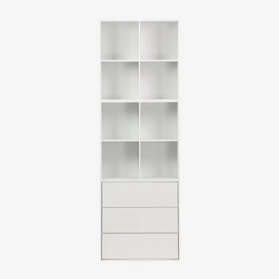Commode. module de rangement décor bois blanc 3 tiroirs - Kompo