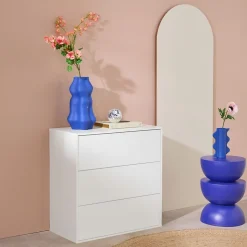 Commode. module de rangement décor bois blanc 3 tiroirs - Kompo