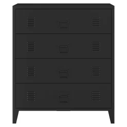 Commode métallique Hämeenlinna avec 4 tiroirs acier 92 x 80 x 40 cm noir en.casa