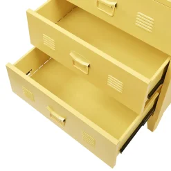 Commode métallique Hämeenlinna avec 3 tiroirs acier 72 x 60 x 40 cm jaune en.casa