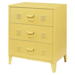 Commode métallique Hämeenlinna avec 3 tiroirs acier 72 x 60 x 40 cm jaune en.casa