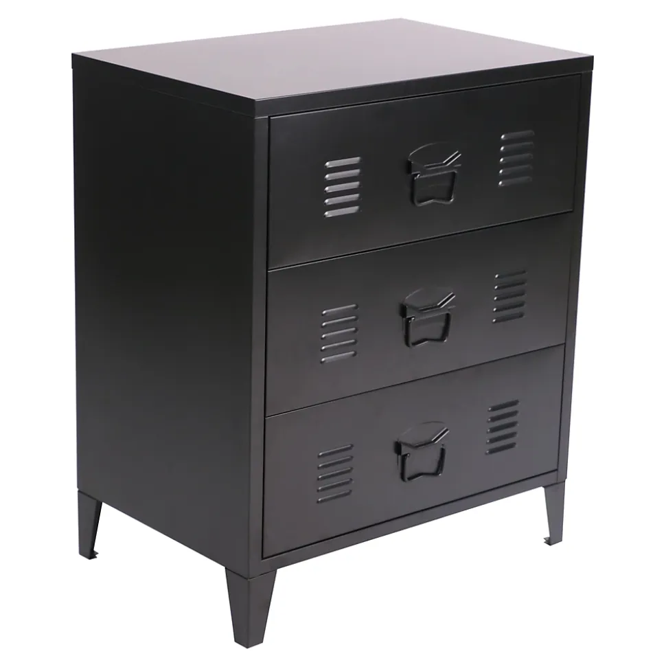 Commode métallique Hämeenlinna acier 72 x 60 x 40 cm noir en.casa