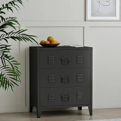 Commode métallique Hämeenlinna acier 72 x 60 x 40 cm noir en.casa
