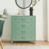 Commode métallique Hämeenlinna avec 4 tiroirs acier 92 x 80 x 40 cm vert mat en.casa