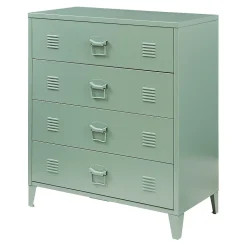 Commode métallique Hämeenlinna avec 4 tiroirs acier 92 x 80 x 40 cm vert mat en.casa