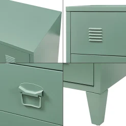 Commode métallique Hämeenlinna avec 4 tiroirs acier 92 x 80 x 40 cm vert mat en.casa