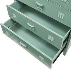 Commode métallique Hämeenlinna avec 4 tiroirs acier 92 x 80 x 40 cm vert mat en.casa