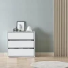 Commode Newport, Commode avec 3 tiroirs, Commode basse pour intérieurs de garde-robe, Commode moderne, 60x44h57 cm, Blanc