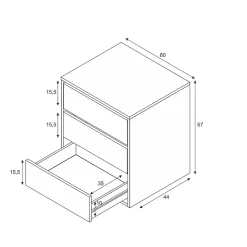 Commode Newport, Commode avec 3 tiroirs, Commode basse pour intérieurs de garde-robe, Commode moderne, 60x44h57 cm, Blanc