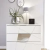 Commode Nilam, Commode polyvalente, Commode de chambre, Meuble avec tiroirs, Made in Italy, 104x45 h85 cm, Blanc