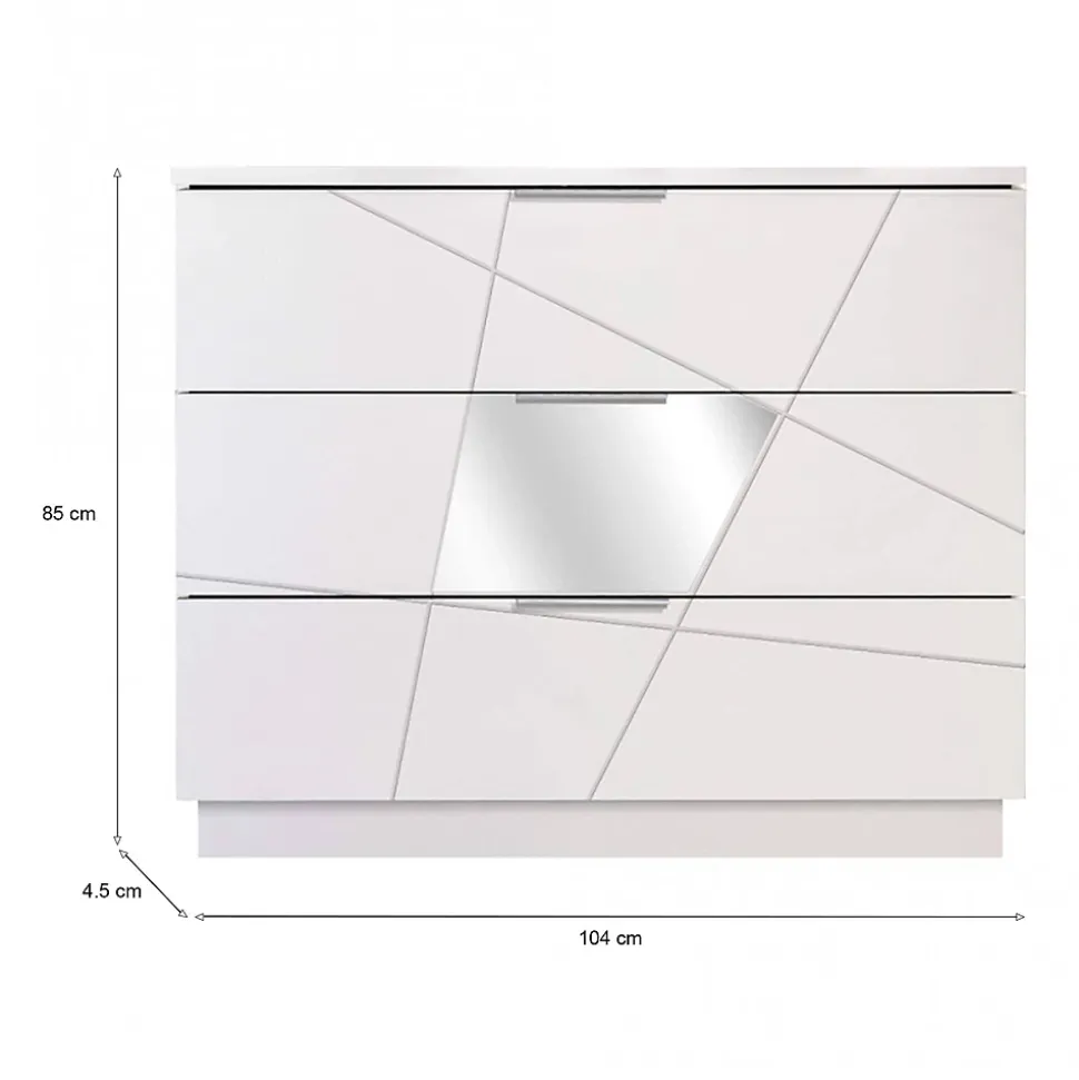 Commode Nilam, Commode polyvalente, Commode de chambre, Meuble avec tiroirs, Made in Italy, 104x45 h85 cm, Blanc