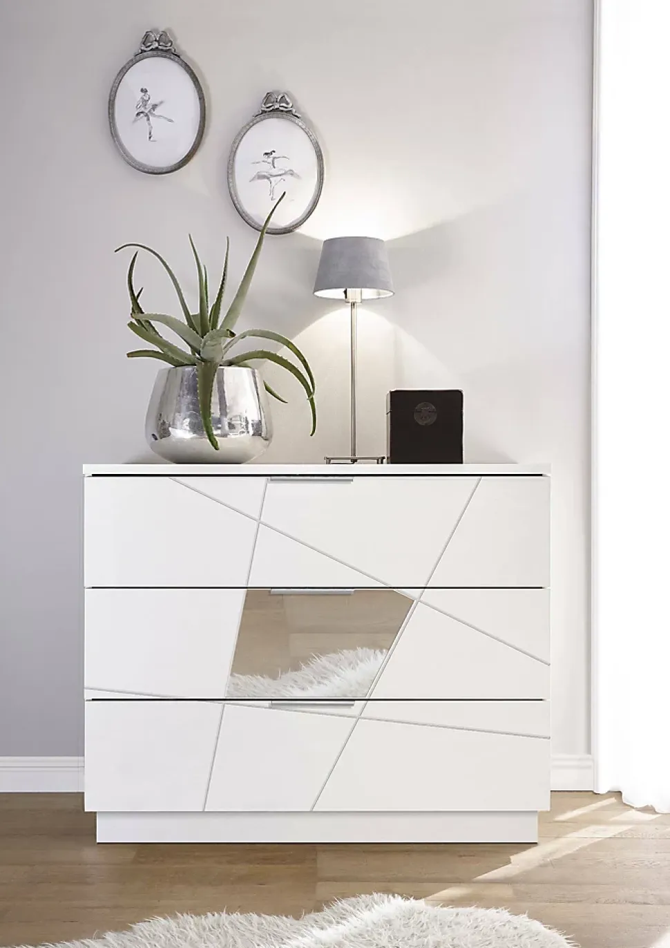 Commode Nilam, Commode polyvalente, Commode de chambre, Meuble avec tiroirs, Made in Italy, 104x45 h85 cm, Blanc