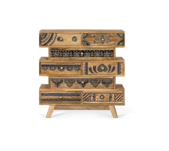 Commode réalisée à la main en bois de manguier