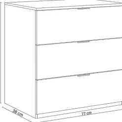 Commode Rea, Commode moderne avec 3 tiroirs, Commode basse pour la chambre, Armoire à tiroirs, 77x38h80 cm, Blanc