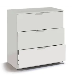 Commode Rea, Commode moderne avec 3 tiroirs, Commode basse pour la chambre, Armoire à tiroirs, 77x38h80 cm, Blanc