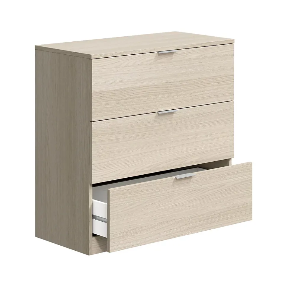 Commode Rea, Commode moderne avec 3 tiroirs, Commode basse pour chambre à coucher, Commode armoire, 77x38h80 cm, Chêne