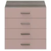 Commode rose taupe et effet chêne grisé avec 4 tiroirs GoodHome Atomia H. 75 x L. 75 x P. 58 cm