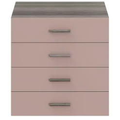 Commode rose taupe et effet chêne grisé avec 4 tiroirs GoodHome Atomia H. 75 x L. 75 x P. 58 cm