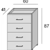 Commode Solano, Commode 4 tiroirs pour la chambre, Bureau polyvalent ou meuble d'étude, 60x41h87 cm, Ciment et Blanc