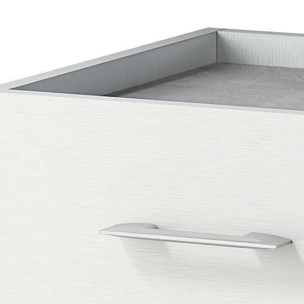 Commode Solano, Commode 4 tiroirs pour la chambre, Bureau polyvalent ou meuble d'étude, 60x41h87 cm, Ciment et Blanc
