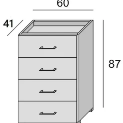 Commode Solano, Commode 4 tiroirs pour chambre à coucher, Bureau polyvalent ou meuble d'étude, 60x41h87 cm, Chêne et Blanc