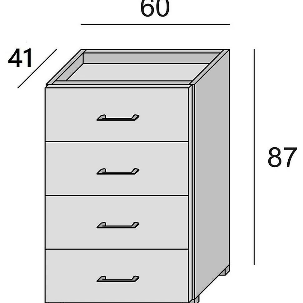 Commode Solano, Commode 4 tiroirs pour chambre à coucher, Bureau polyvalent ou meuble d'étude, 60x41h87 cm, Chêne et Blanc
