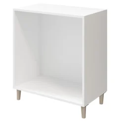 Commode sur pieds blanche et effet chêne 4 tiroirs GoodHome Atomia H. 86 x L. 75 x P. 47 cm