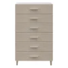 Commode sur pieds blanche et effet chêne 6 tiroirs GoodHome Atomia H. 123,5 x L. 75 x P. 47 cm