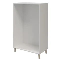 Commode sur pieds blanche et effet chêne 6 tiroirs GoodHome Atomia H. 123,5 x L. 75 x P. 47 cm