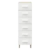 Commode sur pieds blanche et effet chêne 6 tiroirs GoodHome Atomia H. 123,5 x L. 37,5 x P. 45 cm