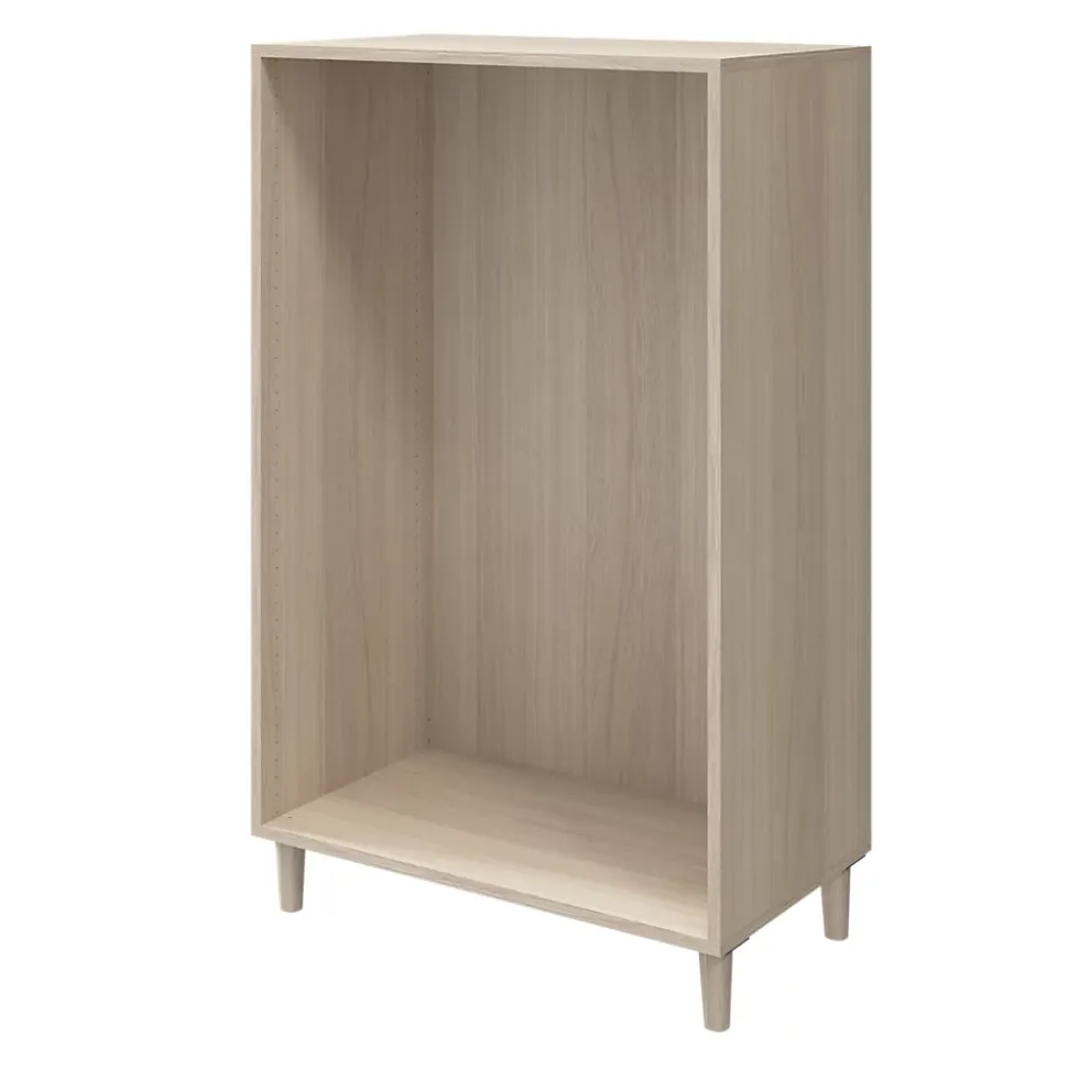Commode sur pieds blanche et effet chêne 6 tiroirs GoodHome Atomia H. 123,5 x L. 75 x P. 45 cm