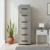 Commode sur pieds effet chêne grisé 6 tiroirs GoodHome Atomia H. 112,5 x L. 37,5 x P. 45 cm