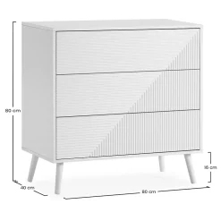 Commode Telmo 3 tiroirs couleur Blanc
