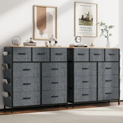 Commode textile 9 tiroirs en tissu non tissé 80 g, rangement pratique et léger pour chambre, salon ou bureau, design moderne