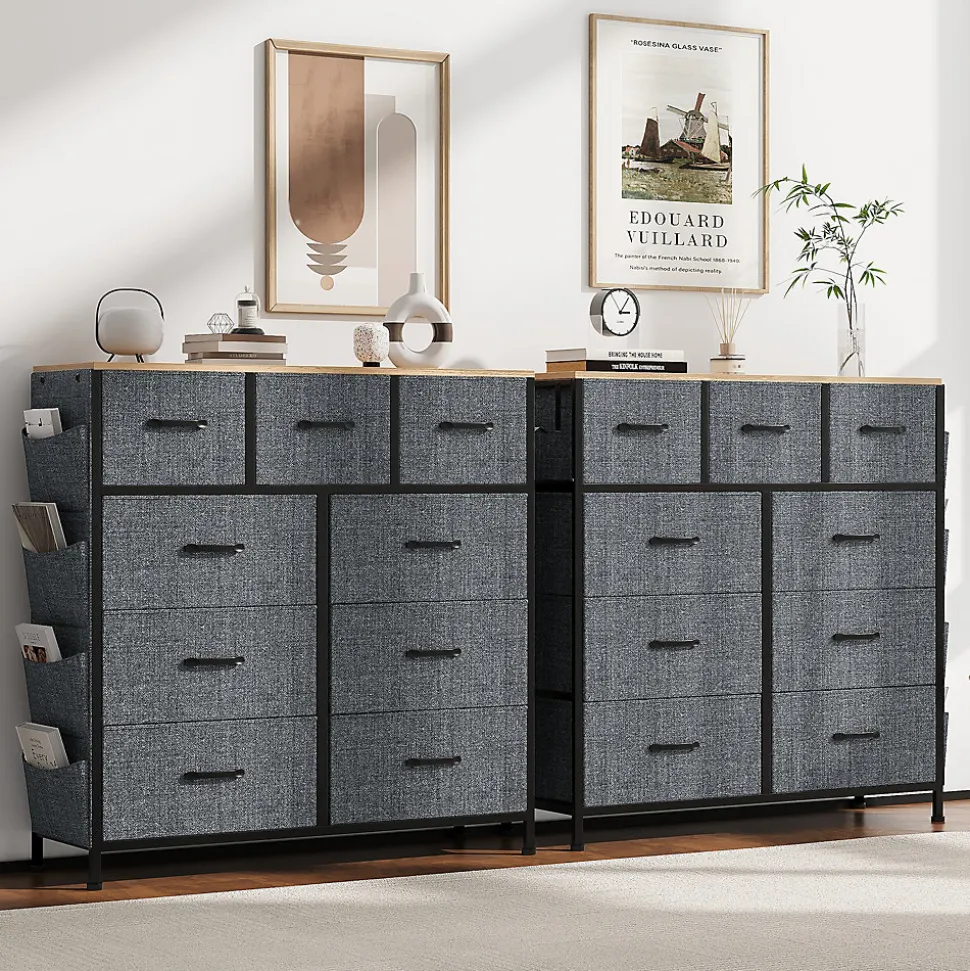 Commode textile 9 tiroirs en tissu non tissé 80 g, rangement pratique et léger pour chambre, salon ou bureau, design moderne