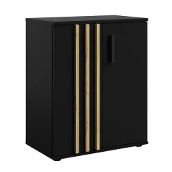 Commode VARIA - 2 Portes - Design moderne en noir et chene artisan