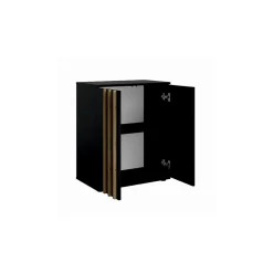 Commode VARIA - 2 Portes - Design moderne en noir et chene artisan