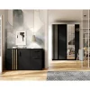 Commode VARIA - 3 portes et 1 tiroir - Design moderne coloris noir et chene Artisan