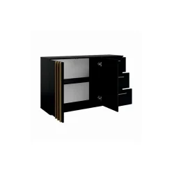 Commode VARIA - 2 portes et 3 tiroirs - Design moderne coloris noir et chene artisan