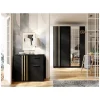 Commode VARIA - 2 portes et 1 tiroir - Design moderne coloris noir et chene artisan