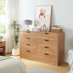 Commode Varkaus 90 x 140 x 40 cm effet chêne en.casa