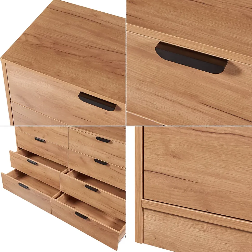 Commode Varkaus 90 x 140 x 40 cm effet chêne en.casa