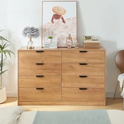 Commode Varkaus 90 x 140 x 40 cm effet chêne en.casa