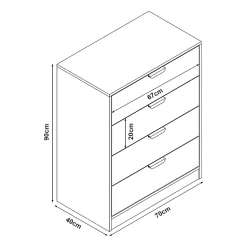 Commode Varkaus 90 x 70 x 40 cm effet chêne en.casa