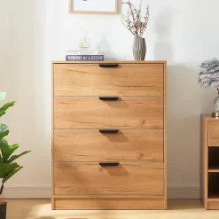 Commode Varkaus 90 x 70 x 40 cm effet chêne en.casa