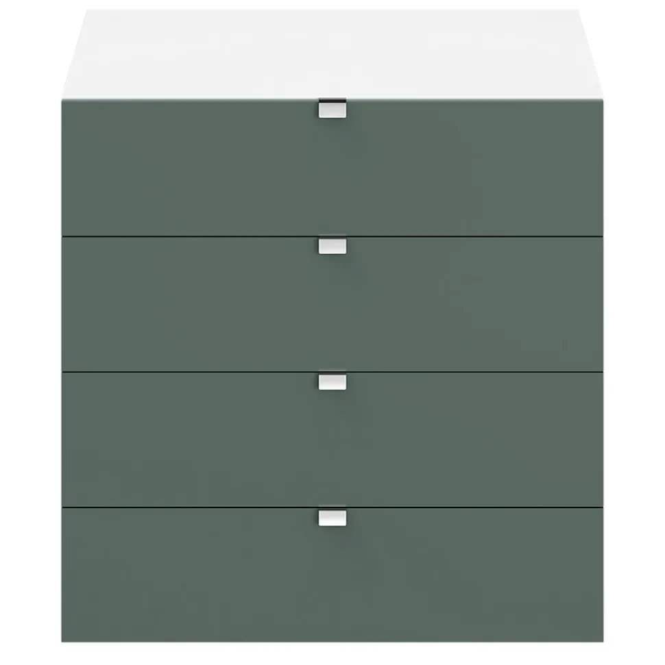 Commode vert forêt et blanc avec 4 tiroirs GoodHome Atomia H. 75 x L. 75 x P. 58 cm