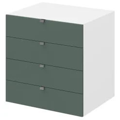 Commode vert forêt et blanc avec 4 tiroirs GoodHome Atomia H. 75 x L. 75 x P. 58 cm