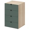 Commode vert forêt et effet chêne avec 4 tiroirs GoodHome Atomia H. 75 x L. 50 x P. 45 cm