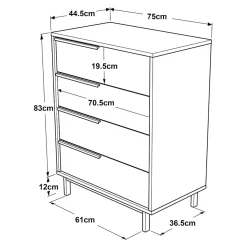 Commode Vesanto 95 x 75 x 45 cm effet chêne noir en.casa