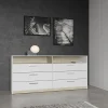 Commode WATSON DEMEYERE 6 tiroirs chêne Kronberg et blanc mat 162,7x39,5x81,1 cm